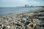 Plastic Waste on Freedom Island in Manila Bay
