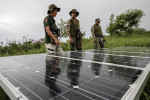 Dumagat forest rangers stand beside a solar micro-grid in Norzagaray, Bulacan, northern Philippines on 26 June 2018.
Photo by Alanah Torralba